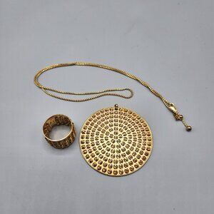 Athomie Gold Spinning Bead Necklace Pendant & Ring Sterling Silver 925 Italy